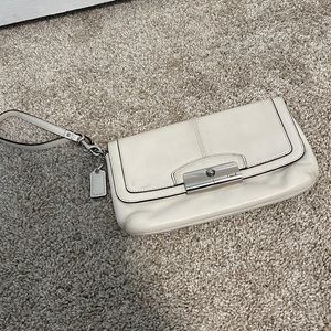 COACH wristlet off white leather
